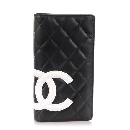 Chanel Calfskin Quilted Cambon Yen Wallet Black White 1 of 9