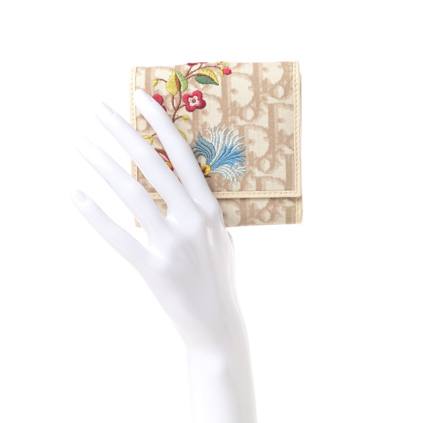 Monogram Vintage Flowers Compact Wallet Beige