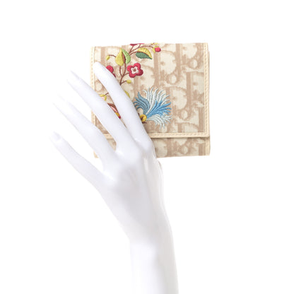 Christian Dior Monogram Vintage Flowers Compact Wallet Beige 2 of 7