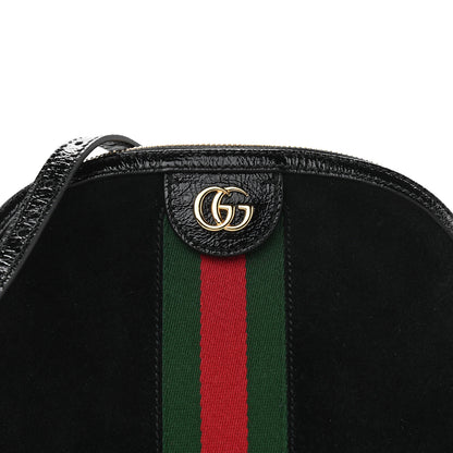 Gucci Suede Patent Web GG Small Ophidia Dome Shoulder Bag Black 8 of 11