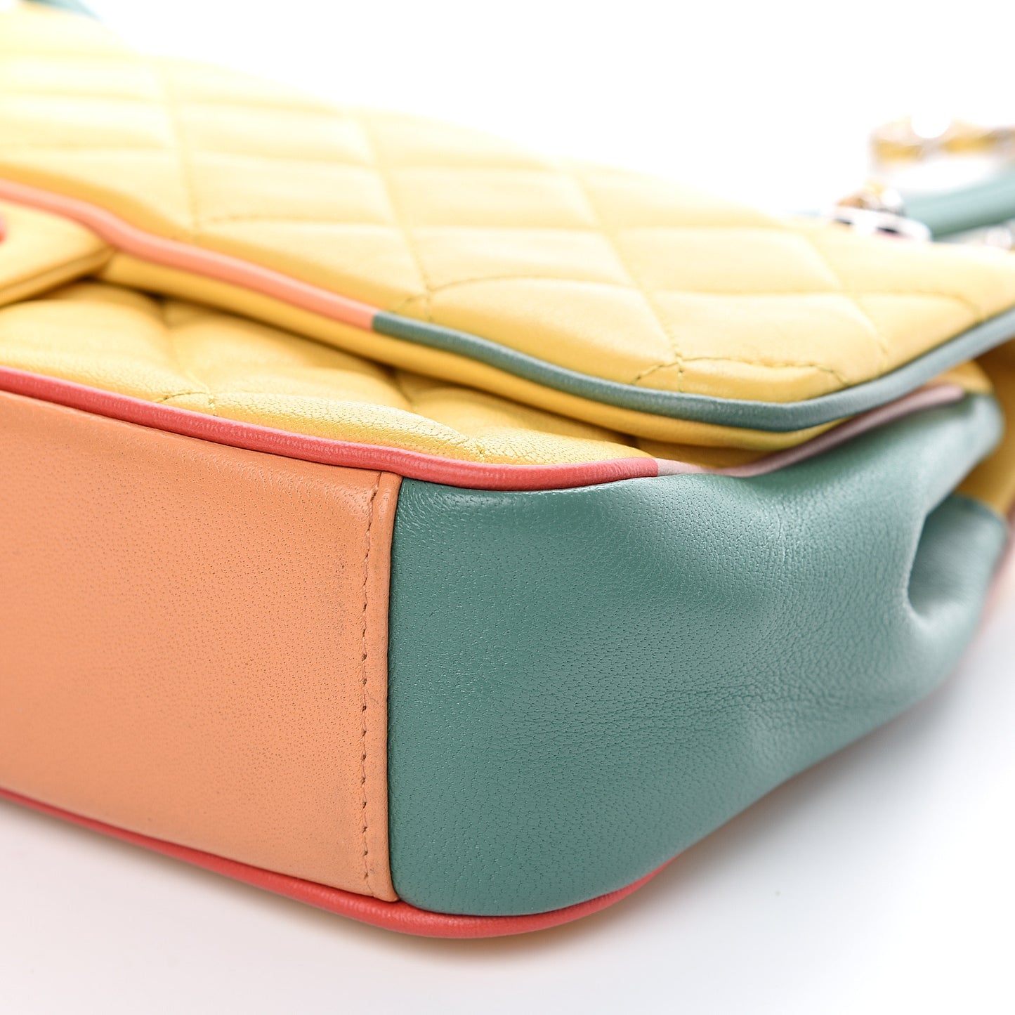 Lambskin Plexiglass Quilted Medium Cuba Color Flap Yellow Multicolor
