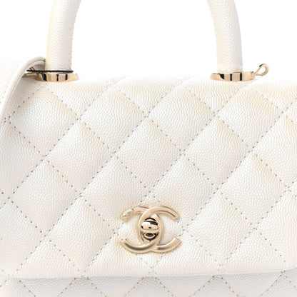 Chanel Iridescent Caviar Quilted Extra Mini Coco Handle Flap Ivory 10 of 10