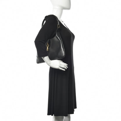 Gucci Calfskin Bamboo Handle Shoulder Bag Black 2 of 8