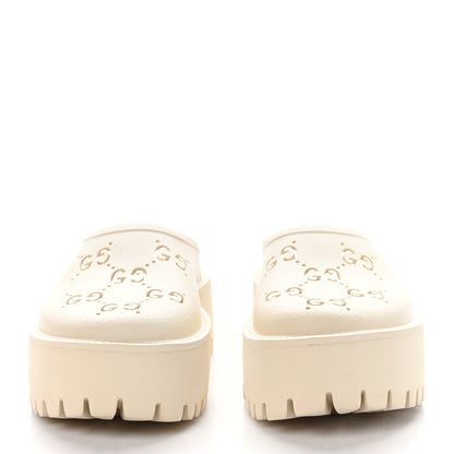 Gucci Rubber GG Monogram Perforated Elea Platform 55mm Lug Sole Sandals 36 Mystic White 2 of 9