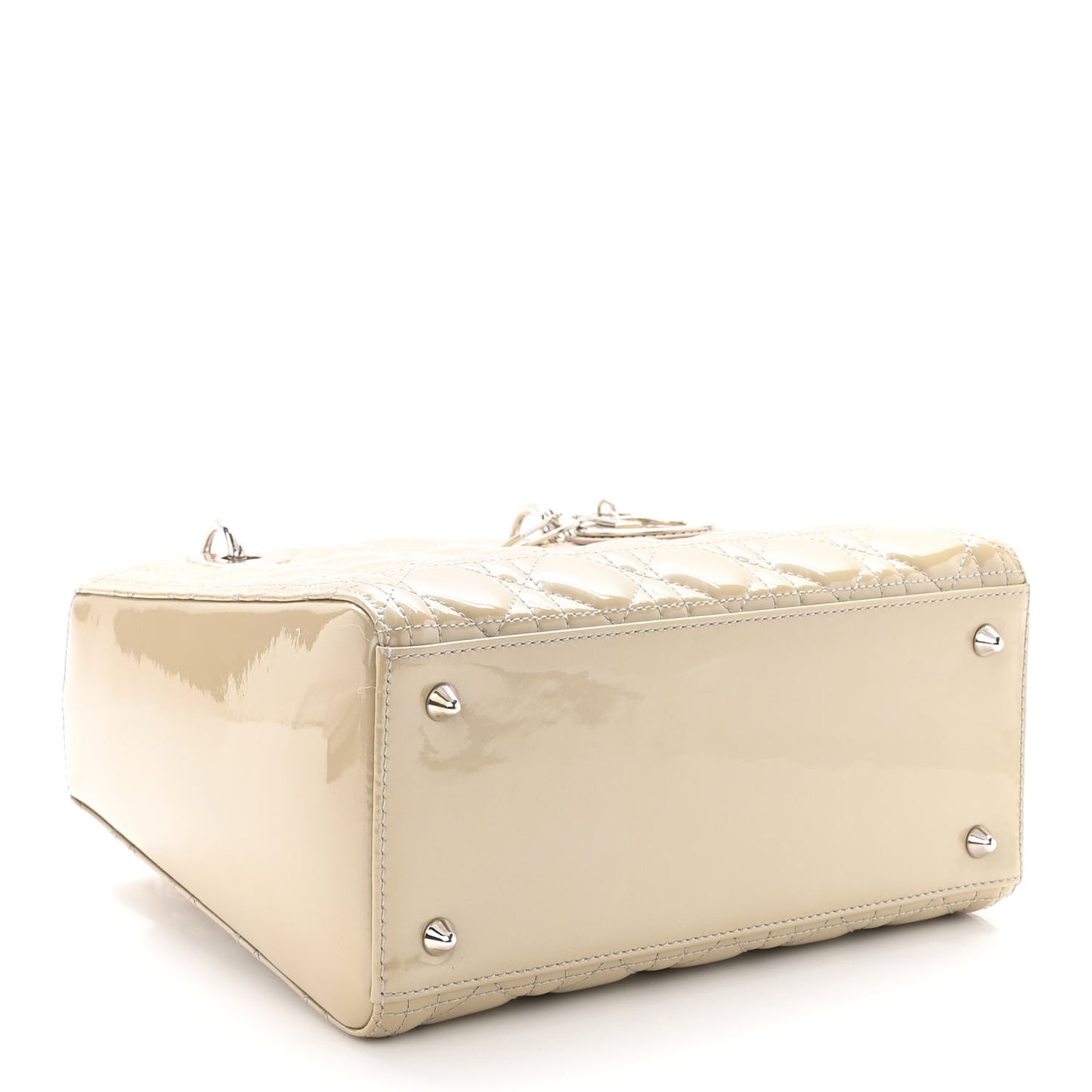 Patent Cannage Medium Lady Dior Beige