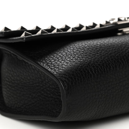 Valentino Garavani Grainy Calfskin Rockstud Double Flap Crossbody Bag Black 8 of 18