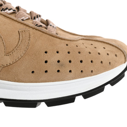 Chanel Suede Goatskin CC Sneakers 38.5 Dark Beige 9 of 10