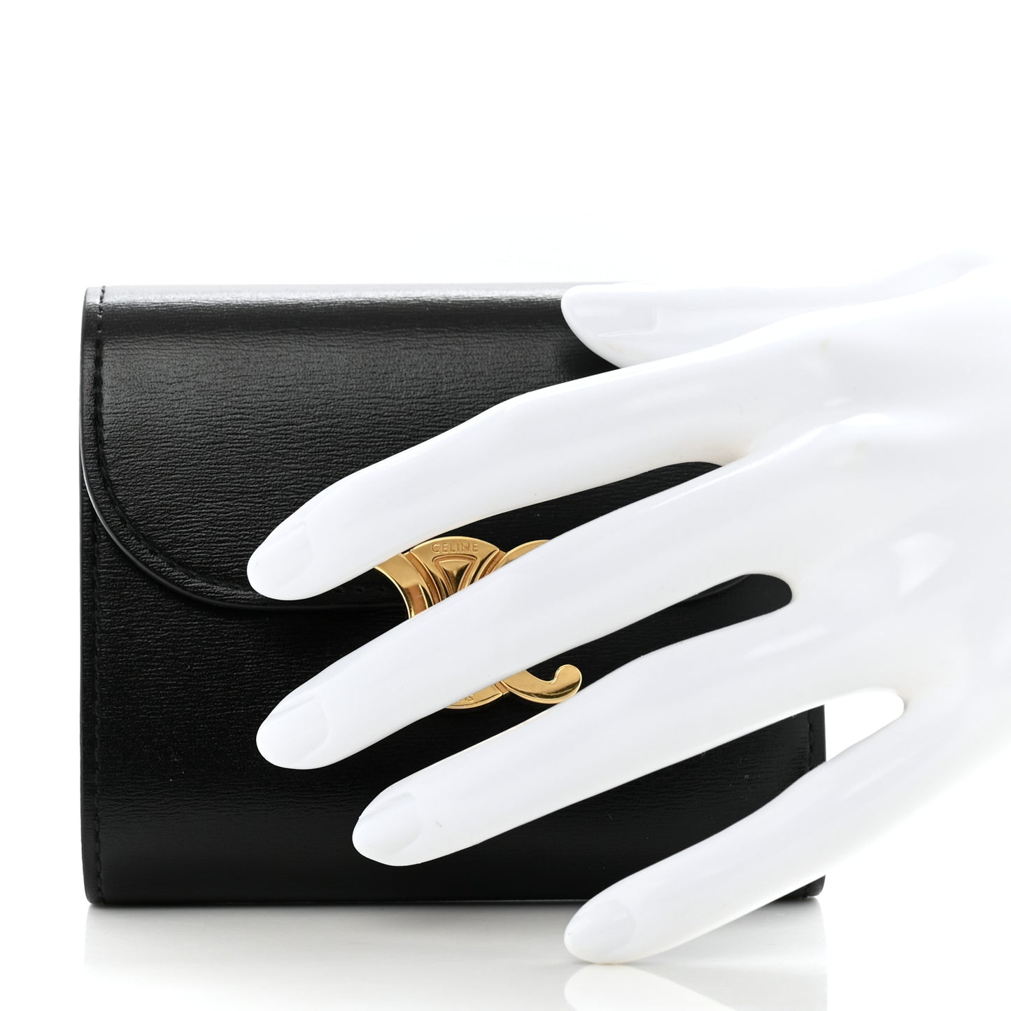 Shiny Smooth Lambskin Small Triomphe Wallet Black