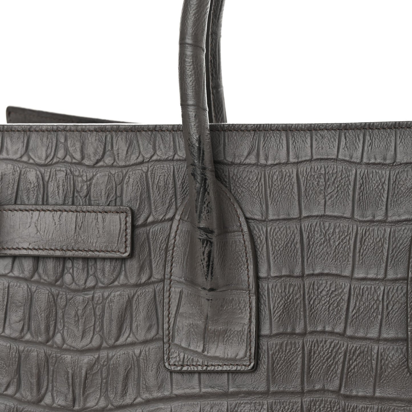 Calfskin Crocodile Embossed Small Sac De Jour Fog