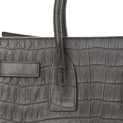 Saint Laurent Calfskin Crocodile Embossed Small Sac De Jour Fog 18 of 23