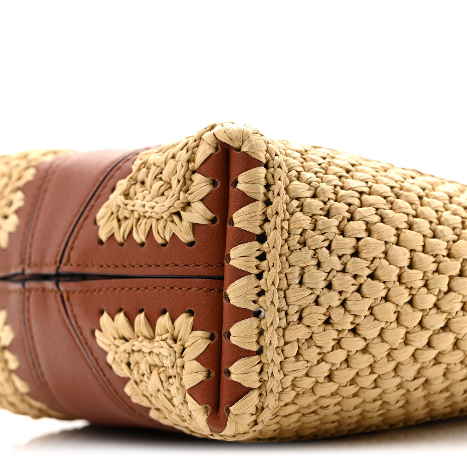 Chloe Raffia Calfskin Small Spin Tote Clay Brown 10 of 11
