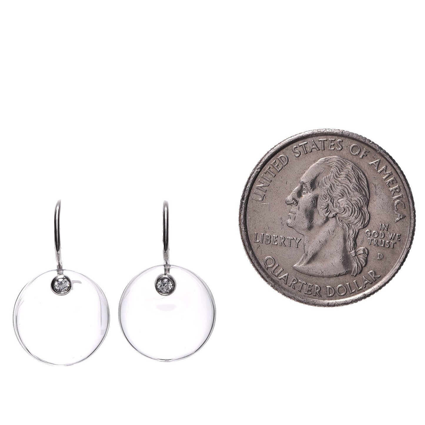 Platinum Diamond Elsa Peretti Rock Crystal Disc Earrings