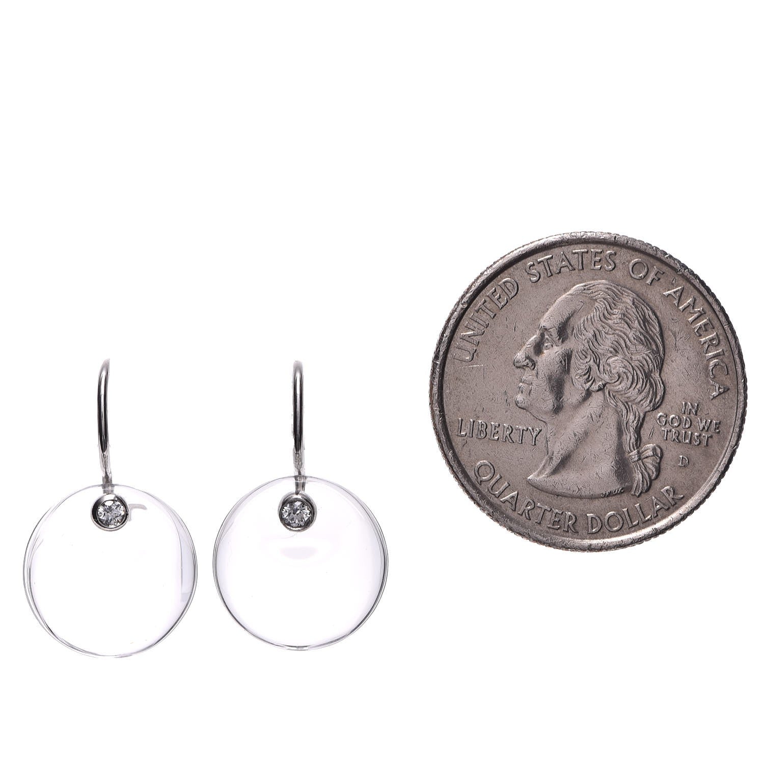 Tiffany Platinum Diamond Elsa Peretti Rock Crystal Disc Earrings 2 of 4
