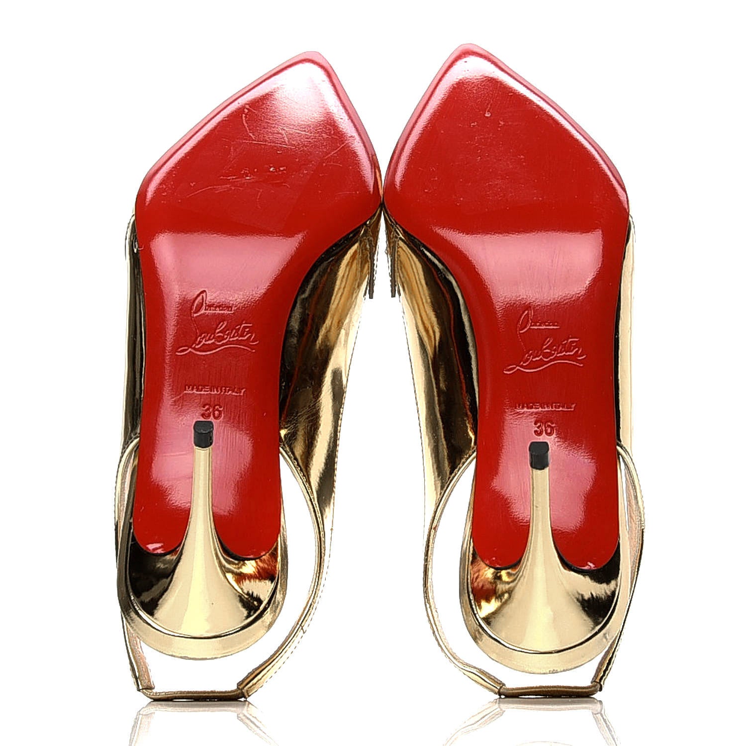 Christian Louboutin Rete Specchio Frescobella 70 Pumps 36 Gold 4 of 5