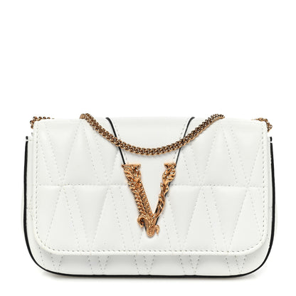 Versace Nappa Quilted Virtus Evening Bag White 1 of 8