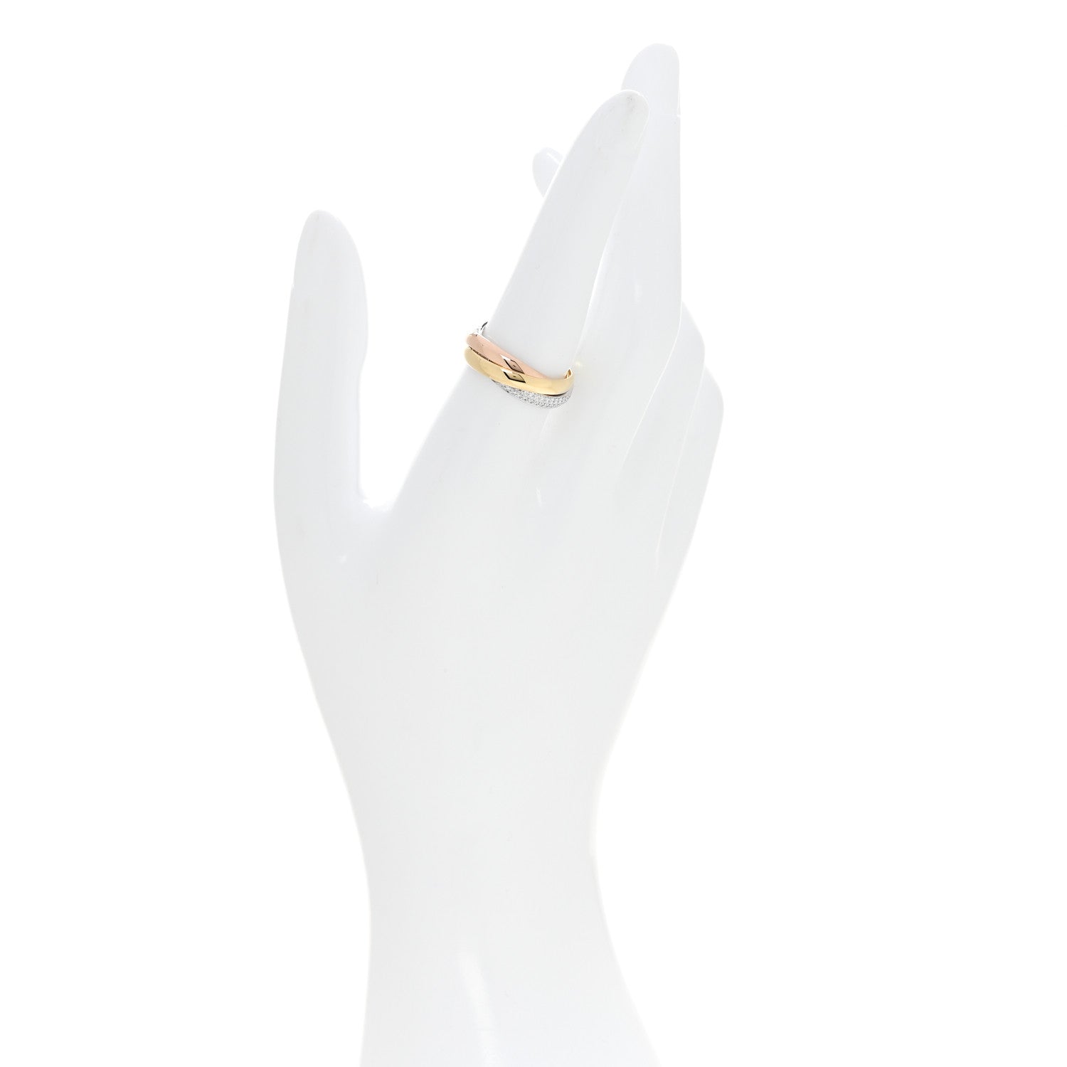Cartier 18K White Yellow Pink Gold Diamond Small Trinity Paved Ring 54 7 2 of 4