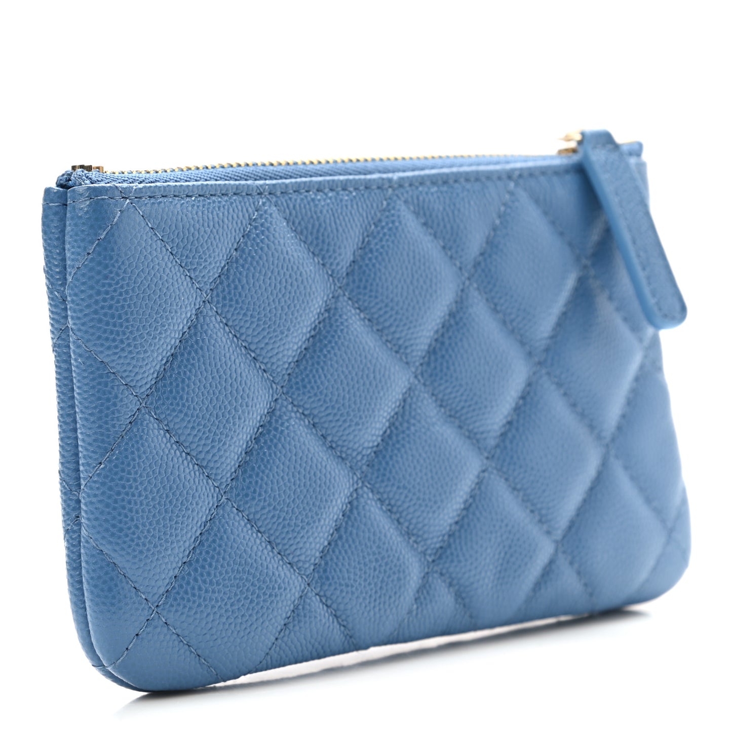 Caviar Quilted Small Cosmetic Case Blue
