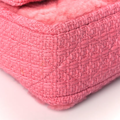 Chanel Shearling Sheepskin Tweed Quilted Single Flap Pink 9 of 11