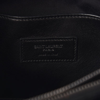 Saint Laurent Calfskin Crocodile Embossed Medium West Hollywood Monogram Fold-Over Black 6 of 16