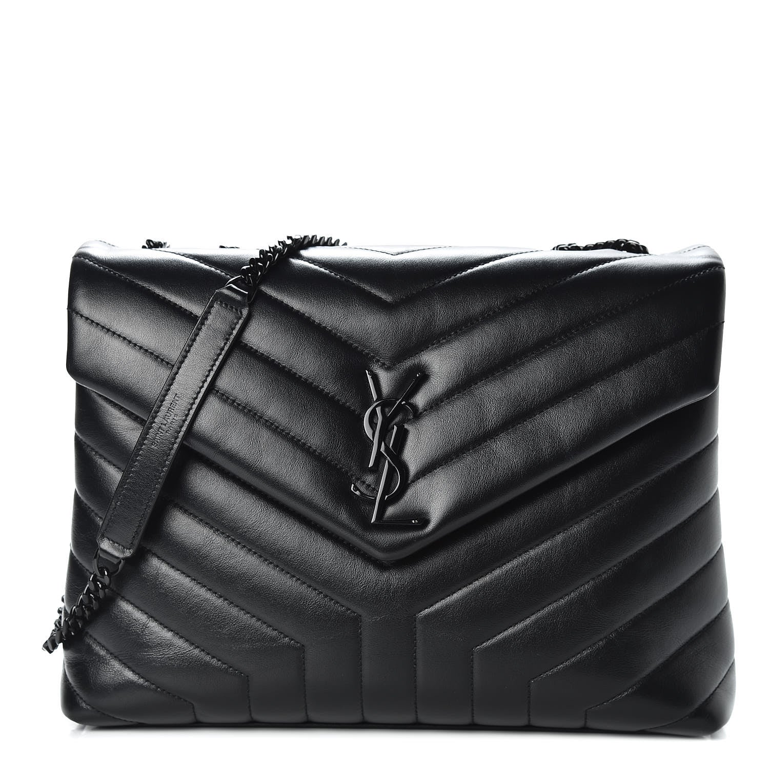Saint Laurent Calfskin Y Quilted Monogram Medium Loulou Chain Satchel Black 1 of 10