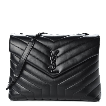 Saint Laurent Calfskin Y Quilted Monogram Medium Loulou Chain Satchel Black 1 of 10