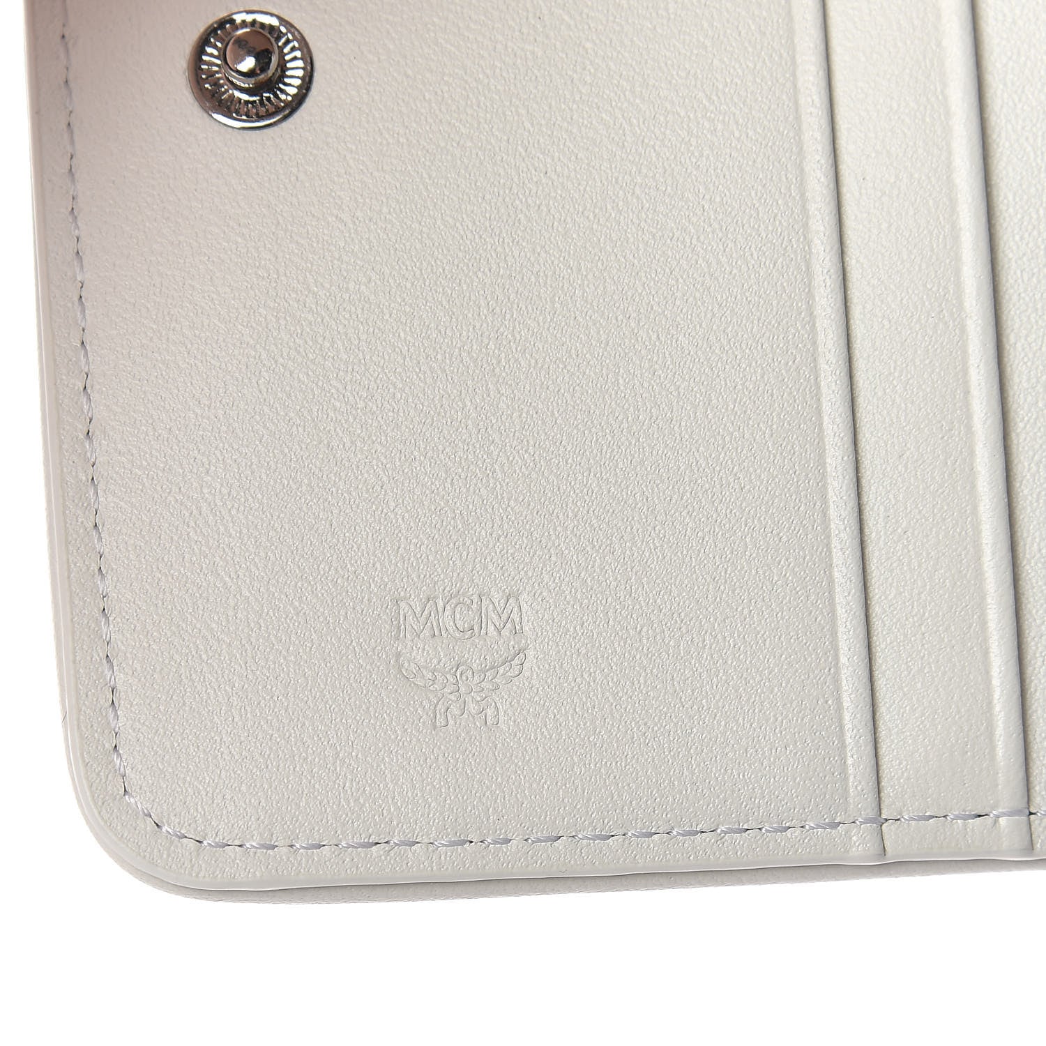 MCM Visetos Mini Zip Around Wallet White 6 of 7