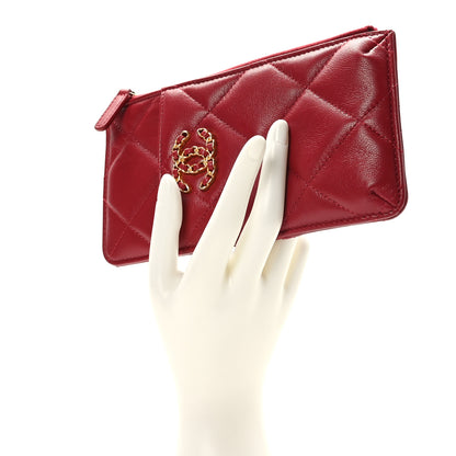 Chanel Shiny Goatskin Quilted Chanel 19 Phone and Card Holder Red 2 of 7