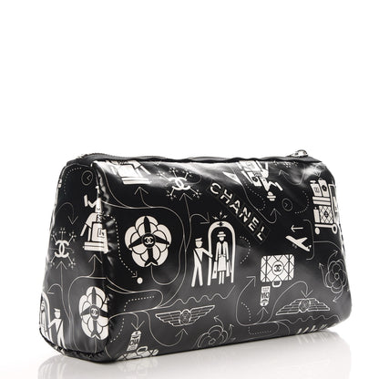 Chanel Coated Canvas Airline Cosmetic Pouch Black White 3 of 8