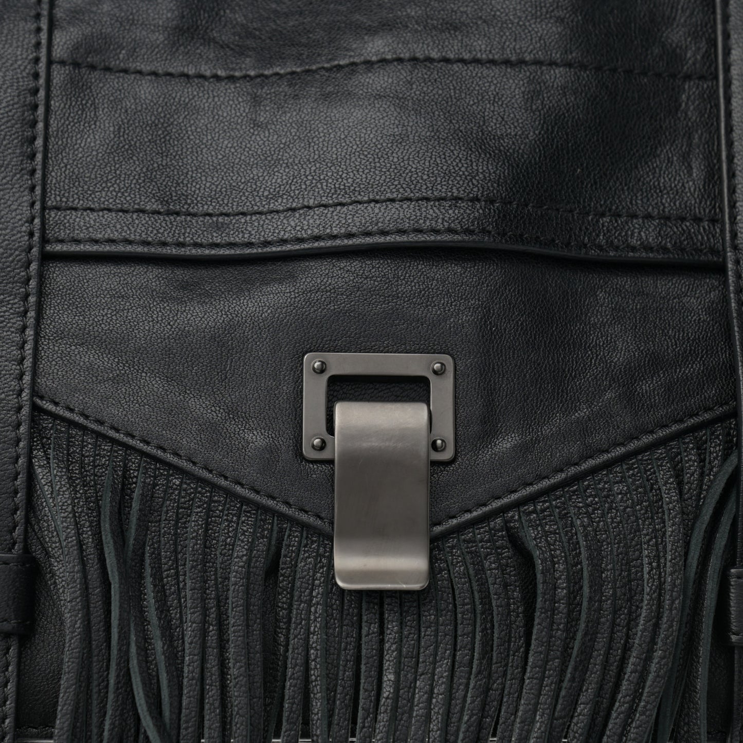 Lambskin Tiny Fringe Lux PS1 Satchel Black
