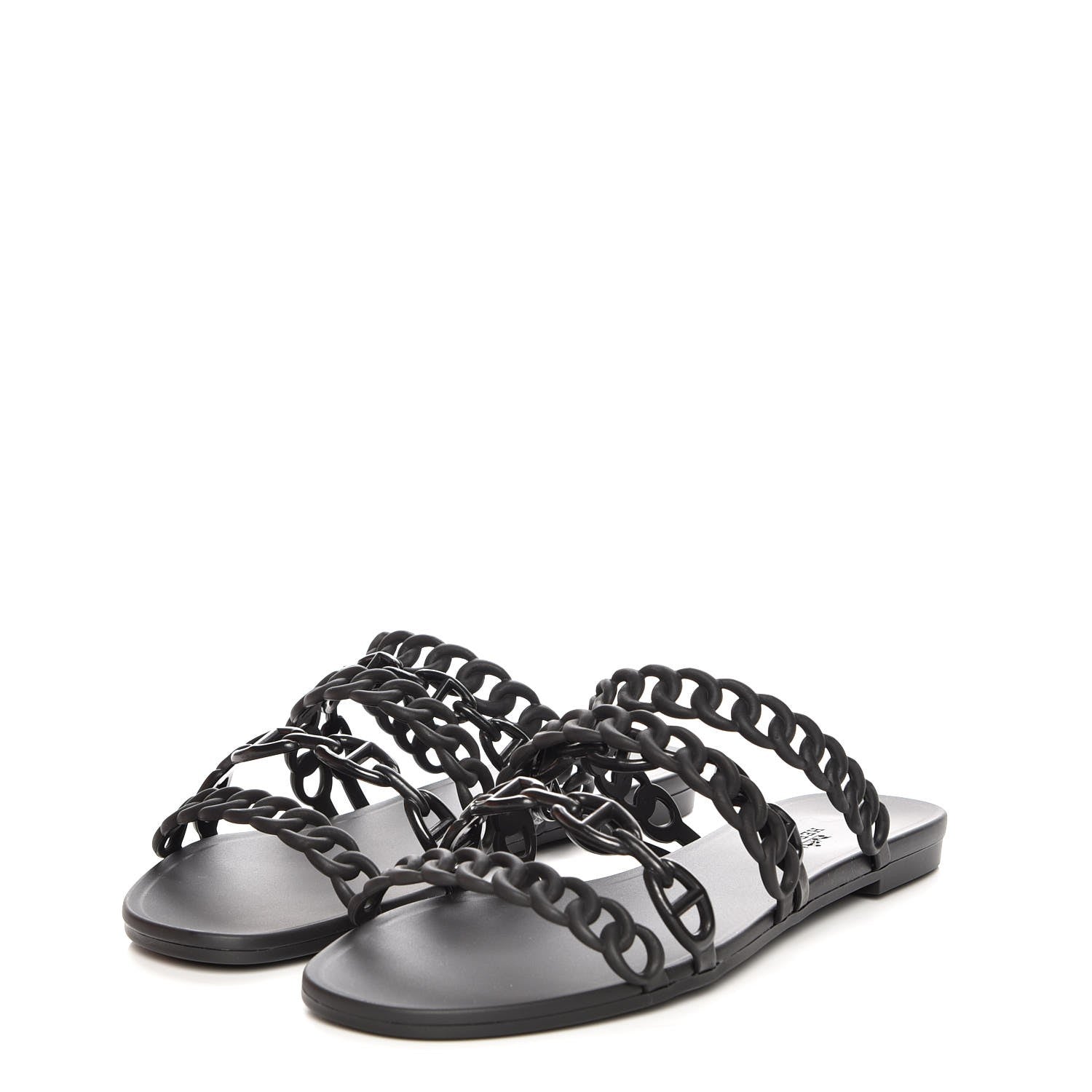 Hermes Rubber Chaine d'Ancre Nude Sandals 40 Black 5 of 8