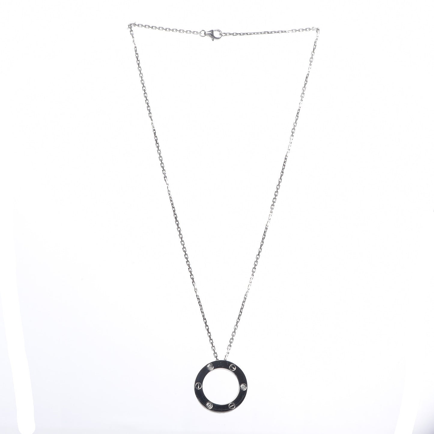 18K White Gold 3 Diamonds LOVE Pendant Necklace