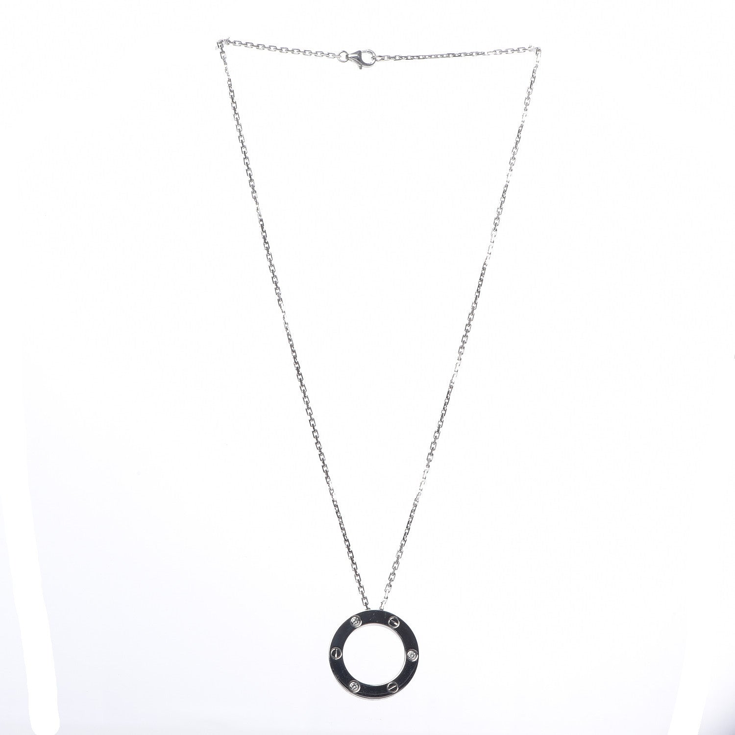 Cartier 18K White Gold 3 Diamonds LOVE Pendant Necklace 3 of 7