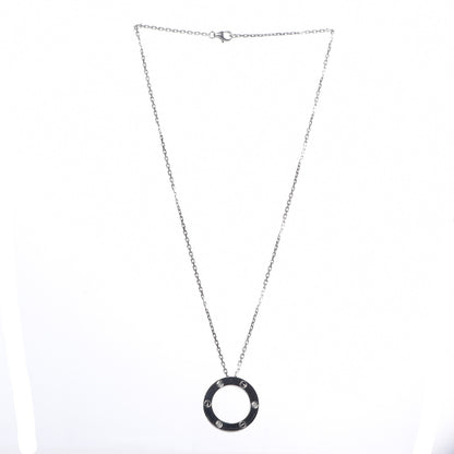 Cartier 18K White Gold 3 Diamonds LOVE Pendant Necklace 3 of 7