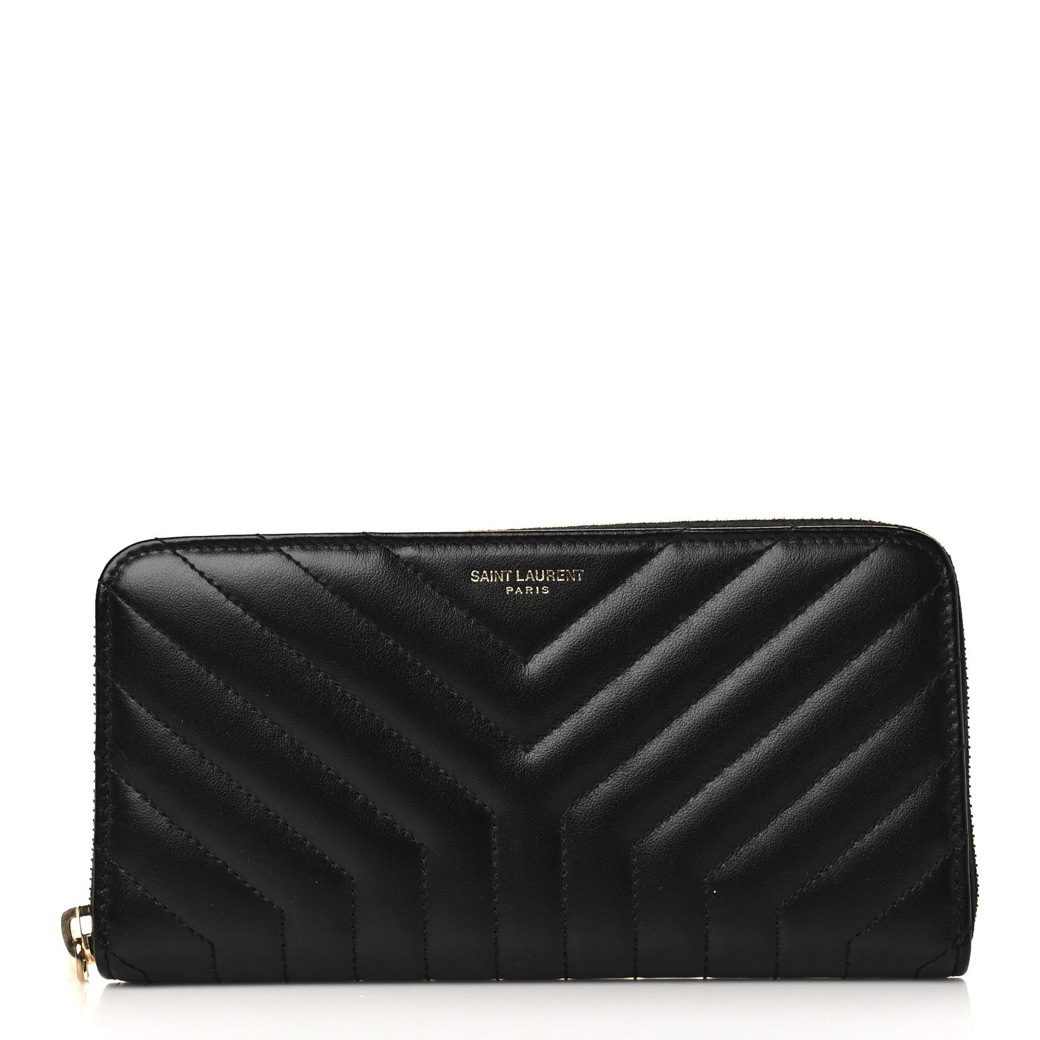 Saint Laurent Calfskin Y Quilted Joan Zip Around Wallet Black 1 of 7