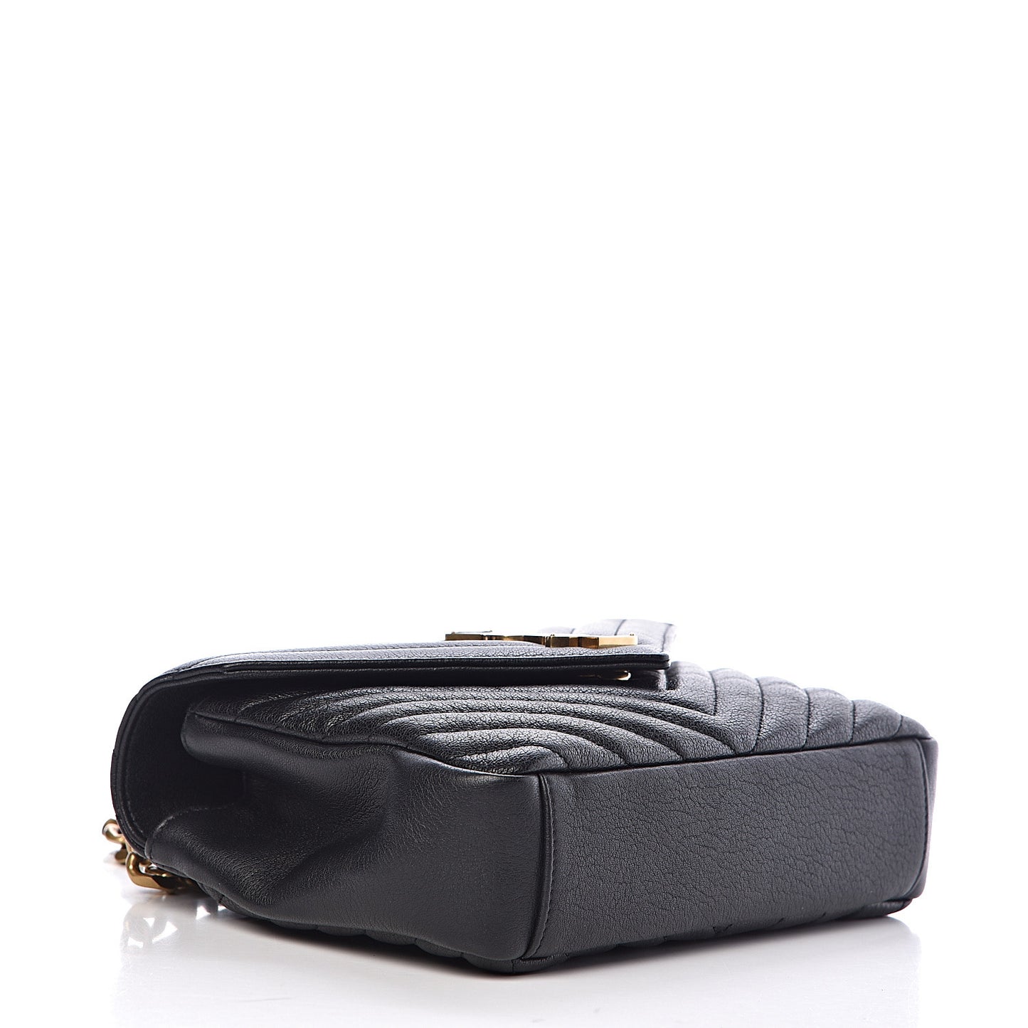 Sheepskin Matelasse Chevron Monogram Medium College Bag Black