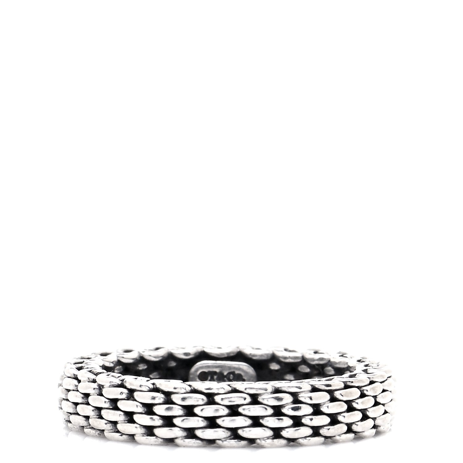 Tiffany Sterling Silver Narrow Mesh Somerset Ring 46 3.75 1 of 7