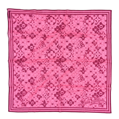 Louis Vuitton Cotton Takashi Murakami Cosmic Blossom Square Scarf Pink 1 of 3