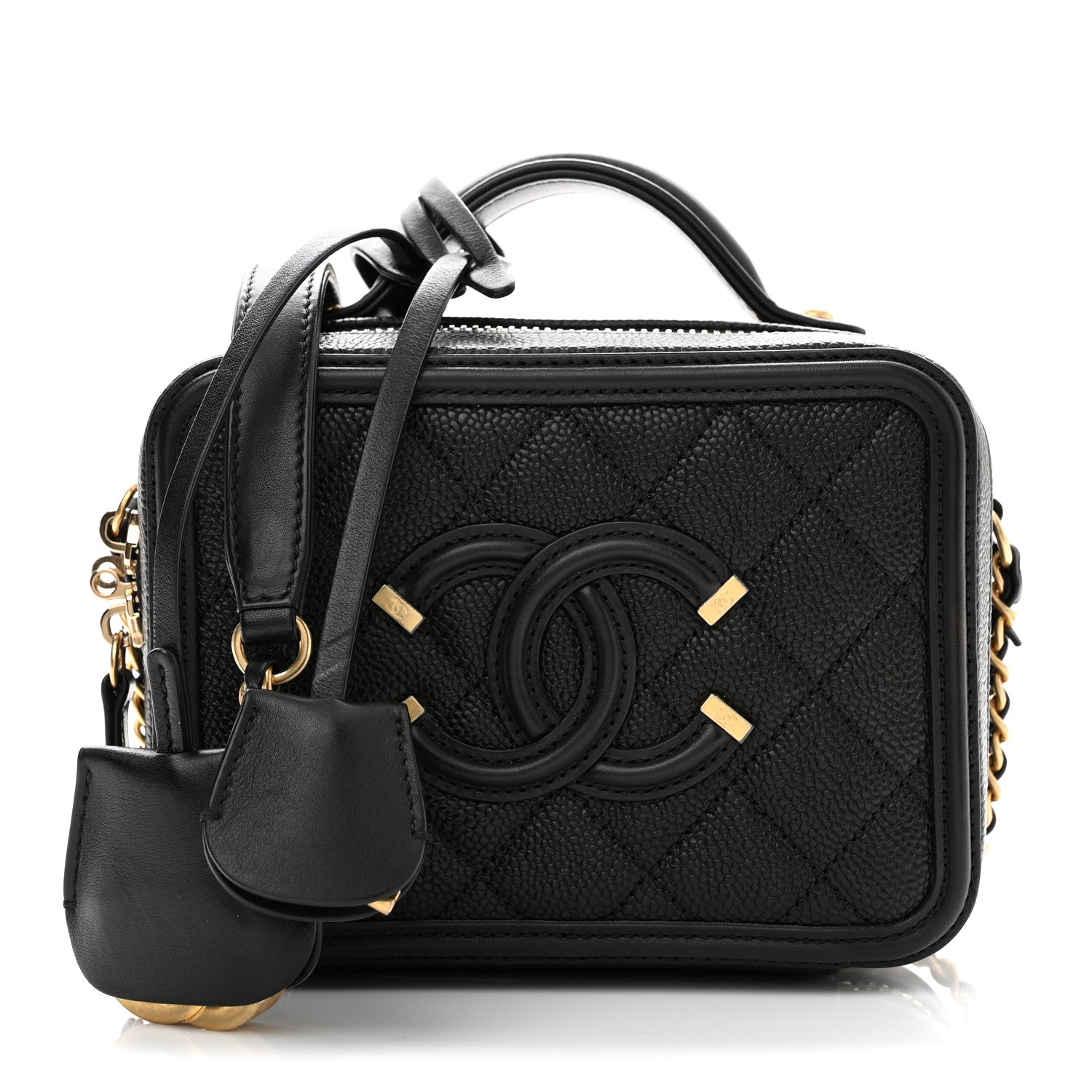 Chanel Caviar Quilted Small CC Filigree Vanity Case Black 1 of 10