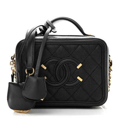 Chanel Caviar Quilted Small CC Filigree Vanity Case Black 1 of 10