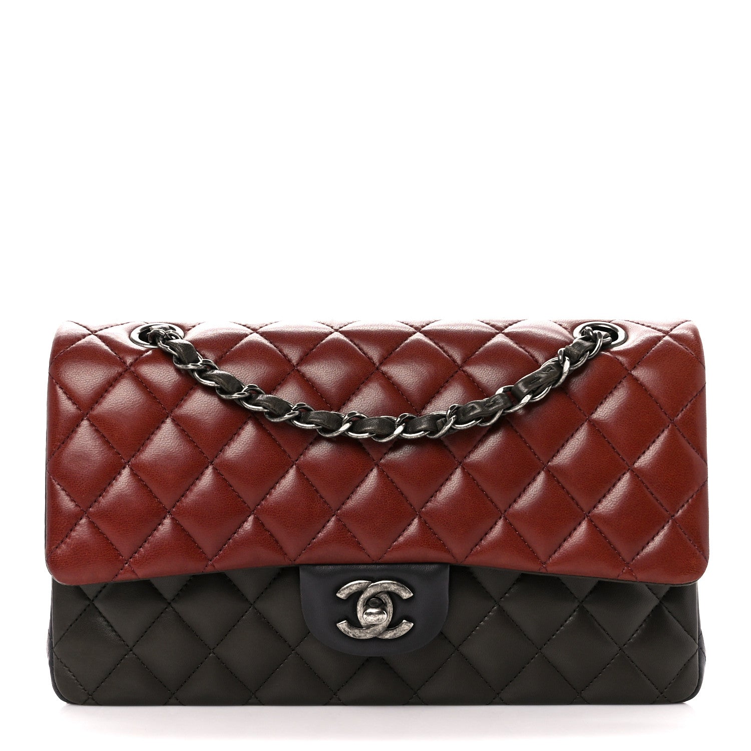 Chanel Lambskin Quilted Tri-Color Medium Double Flap Burgundy 1 of 11