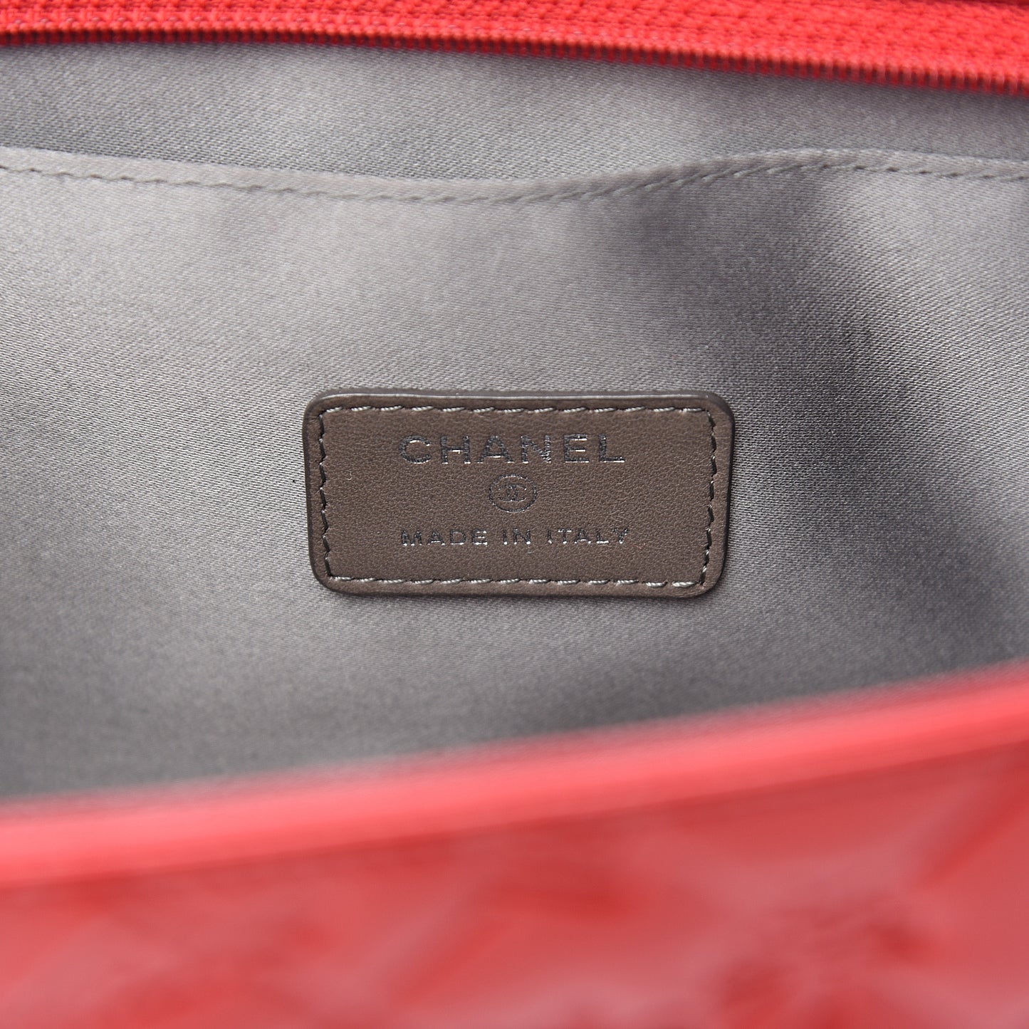 Patent Calfskin Lucky Symbols Pochette Red