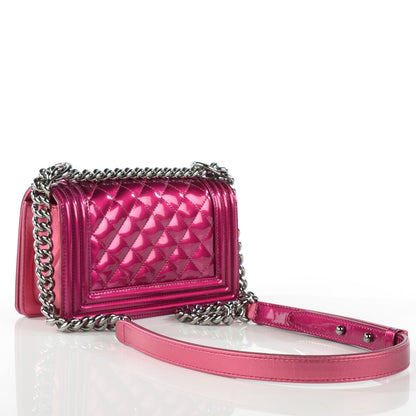 Chanel Metallic Patent Calfskin Quilted Small Boy Flap Pink 3 of 8