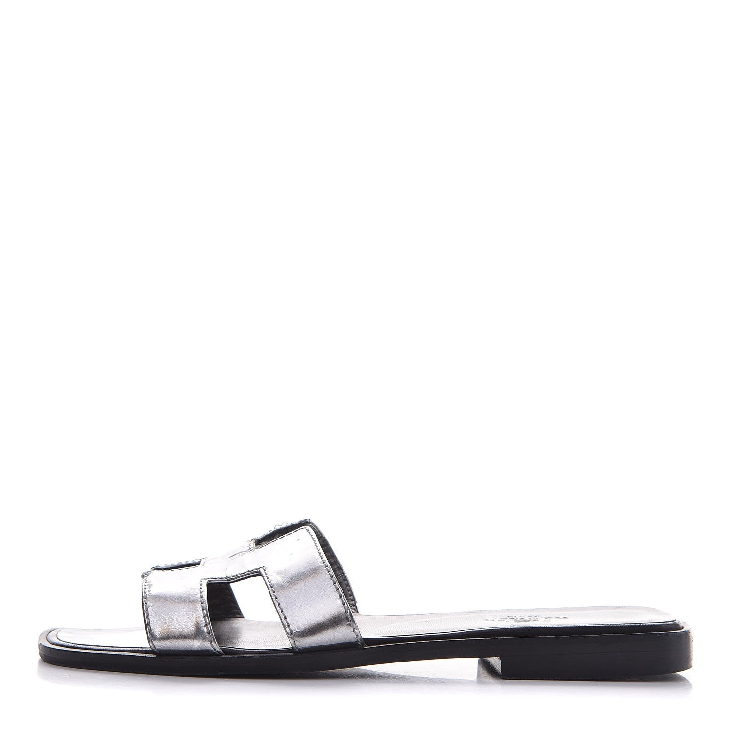 Hermes Metallic Nappa Calfskin Oran Sandals 35 Argent 1 of 11