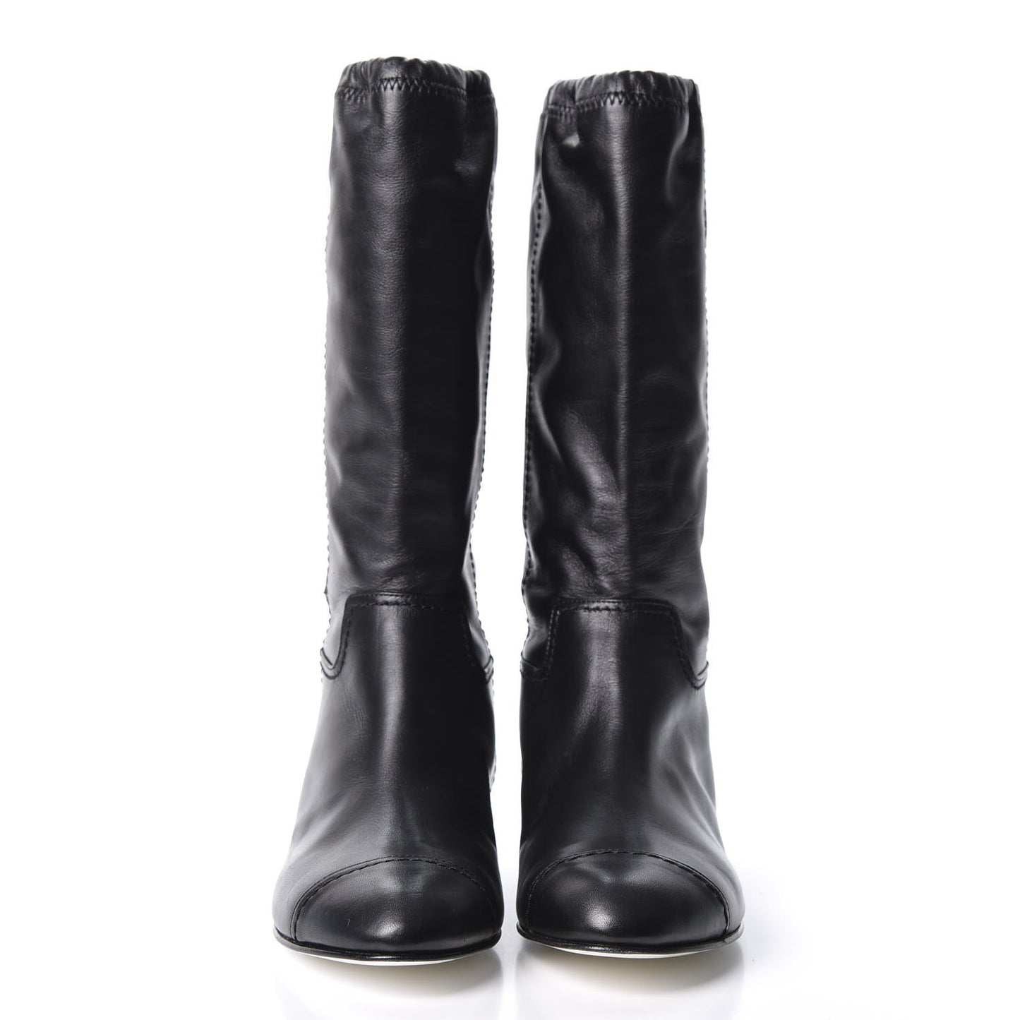 Lambskin Beaded CC Boots 37.5 Black