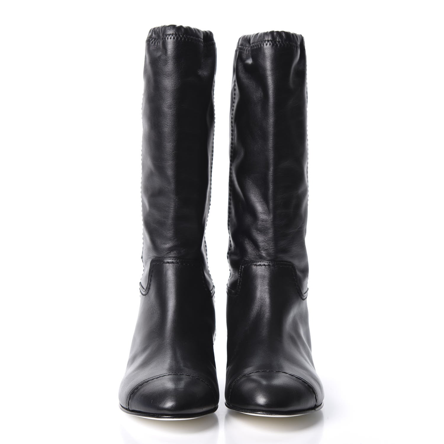 Chanel Lambskin Beaded CC Boots 37.5 Black 3 of 8