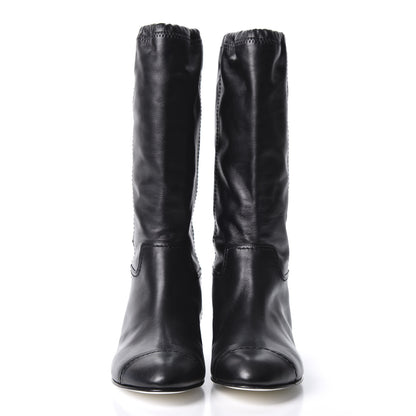 Chanel Lambskin Beaded CC Boots 37.5 Black 3 of 8
