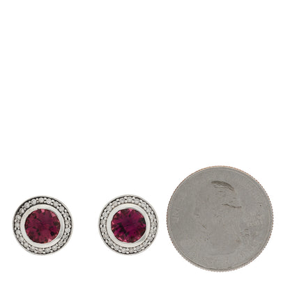 David Yurman Sterling Silver Pink Tourmaline Diamond 8mm Cerise Earrings 2 of 4