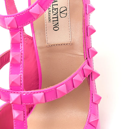 Valentino Garavani Patent Lacquer Monochrome Rockstud Ankle Strap 100mm Pumps 37.5 Pink PP 11 of 12