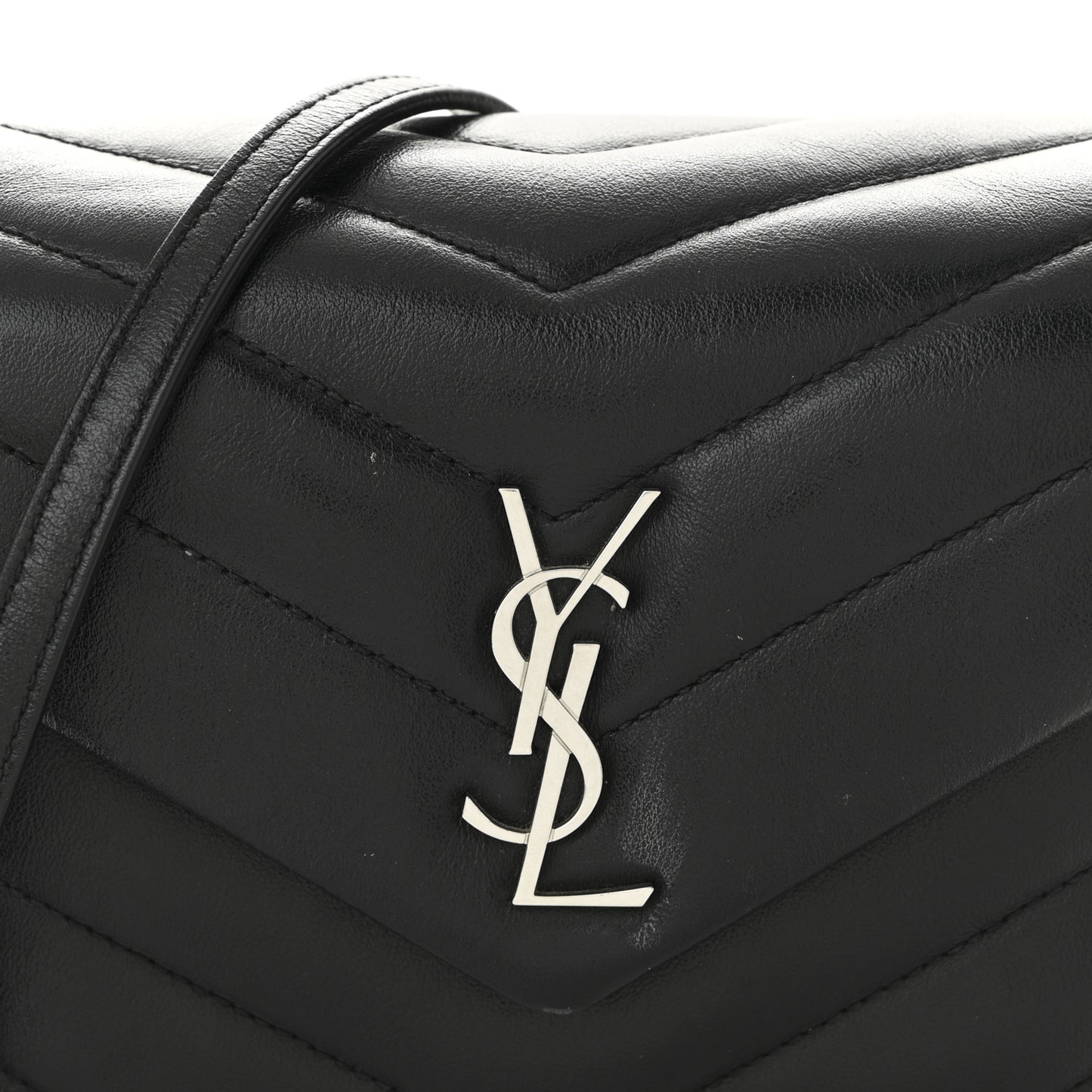 Calfskin Y Quilted Monogram Toy Loulou Crossbody Bag Black