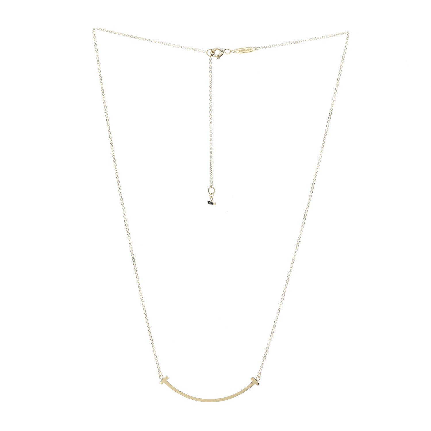 Tiffany 18K Yellow Gold Small T Smile Pendant Necklace 3 of 8
